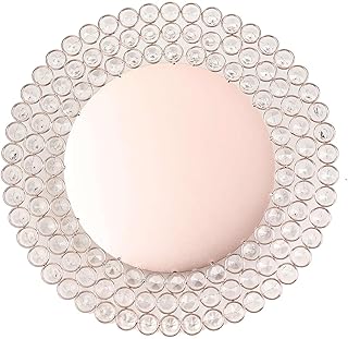 BalsaCircle 14-Inch Rose Gold Round Metal Charger Plates with Crystal Beads Dinner Wedding Party Catering Table Decorations Supplies