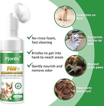 Pjordo Dog Paw Cleaner - No-Rinse Pet Paw Cleanser for Dogs, Repairs Dry Cracked Paws, Protector Kit for Pet Foot Care