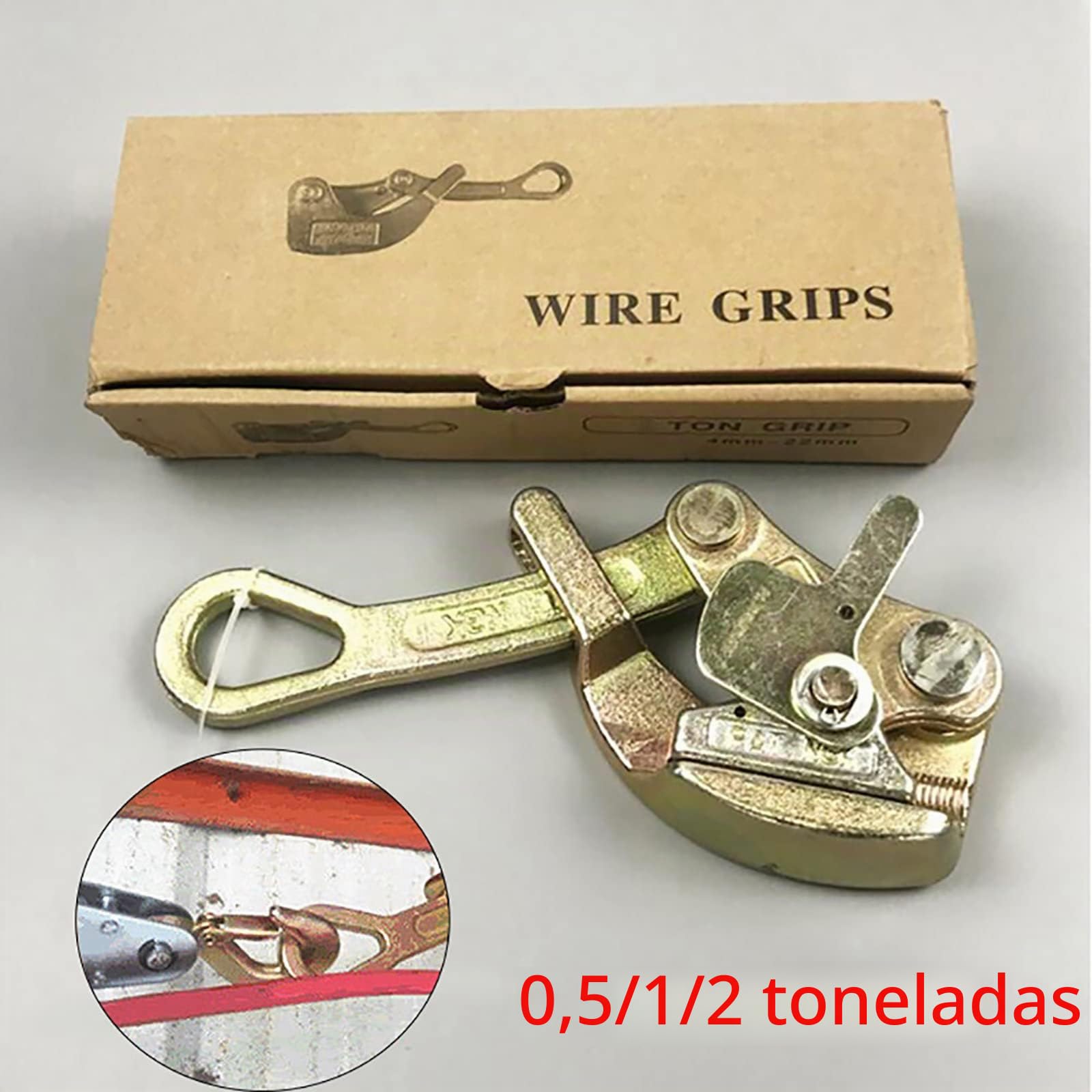 Agarre de cable de cable, abrazadera de tensor de abrazadera de alambre fuerte, agarre de alambre universal sin deslizamiento para cuerda de alambre fija, 1 tonelada