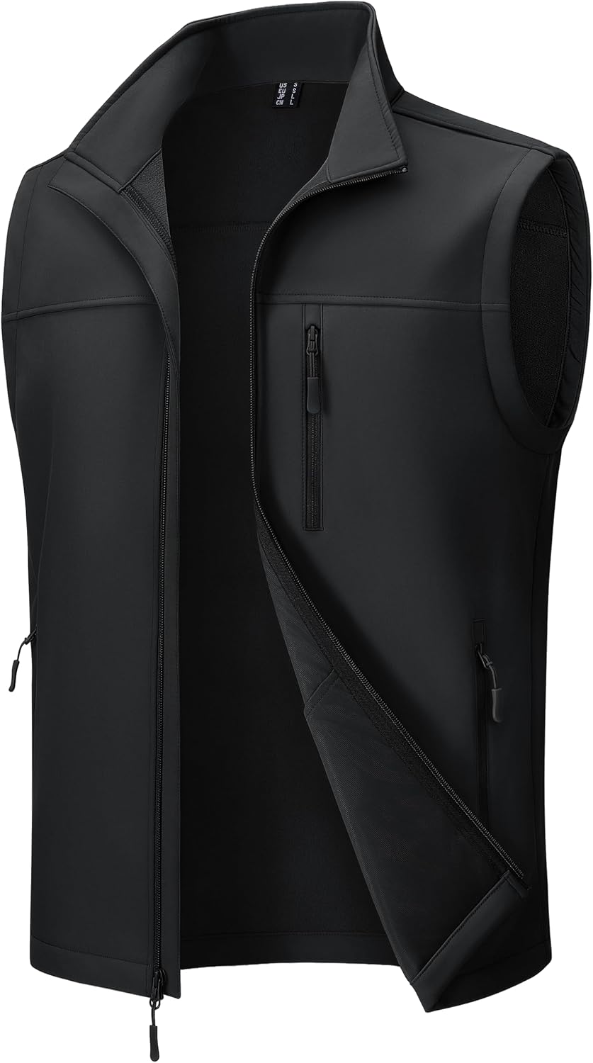 MAGCOMSEN Men's Softshell Golf Vest Outerwear Lightweight Fleece