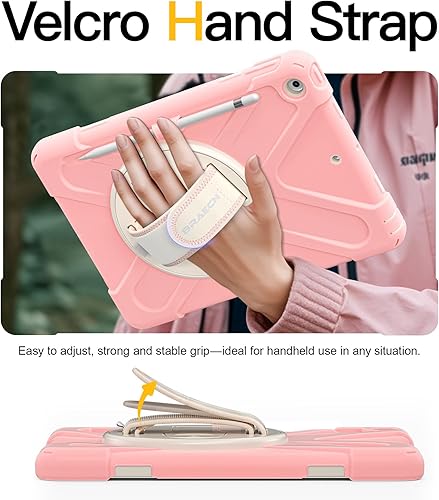 Miniatura 8 de BRAECN Funda para iPad de 10.2 pulgadas 202120202019, funda híbrida de tres capas para niños y niñas, con correa para el hombro, correa de mano,