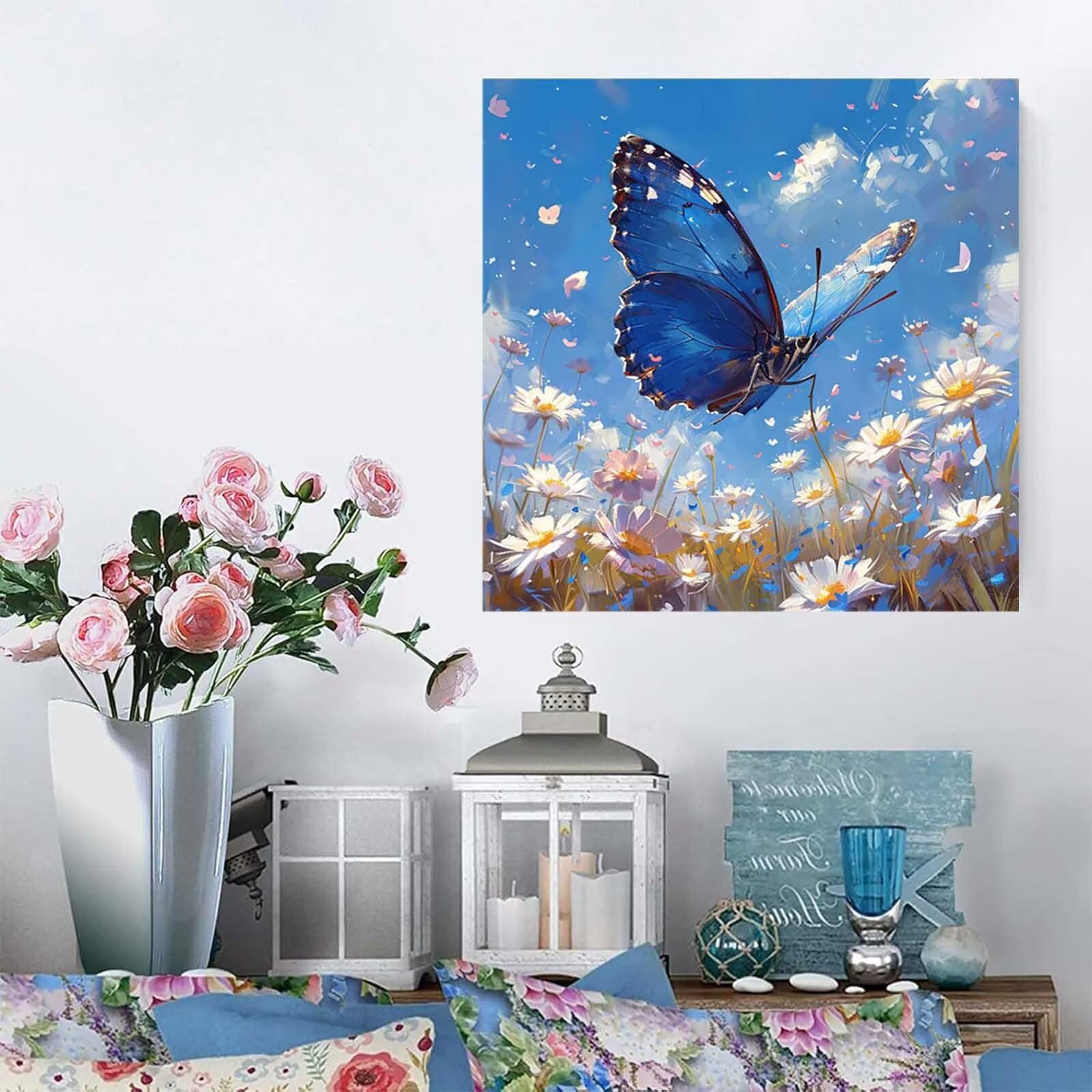 5D Diament Malarstwo Kwiat Numer Numer dla dorosłych, Diament Malarstwo Dorosły Motyl, DIY Hobby Kreatywny zestaw dla dorosłych, Numer Malarstwo Rhinestone Zestaw Ścieg krzyżykowy, Boże Narodzenie