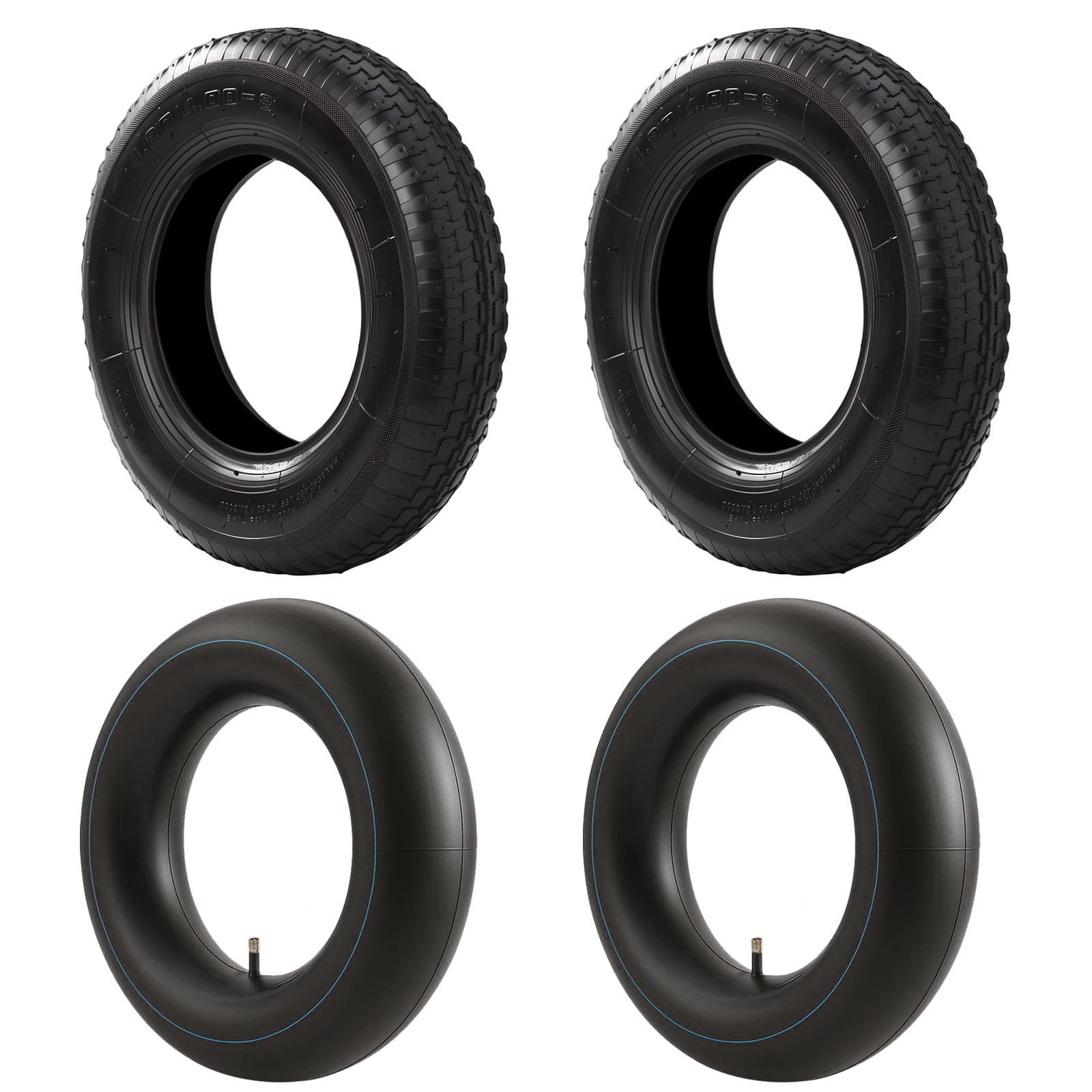 CROWNSHOP 4Pcs 4.80/4.00-8 tyre and tube Wheelbarrows Inner Tube for Wheelbarrows Bent Valve fits Sack Barrow Wheelbarrow Tire Replacement Inner Tubes (4PCS 4.80/4.00-8)