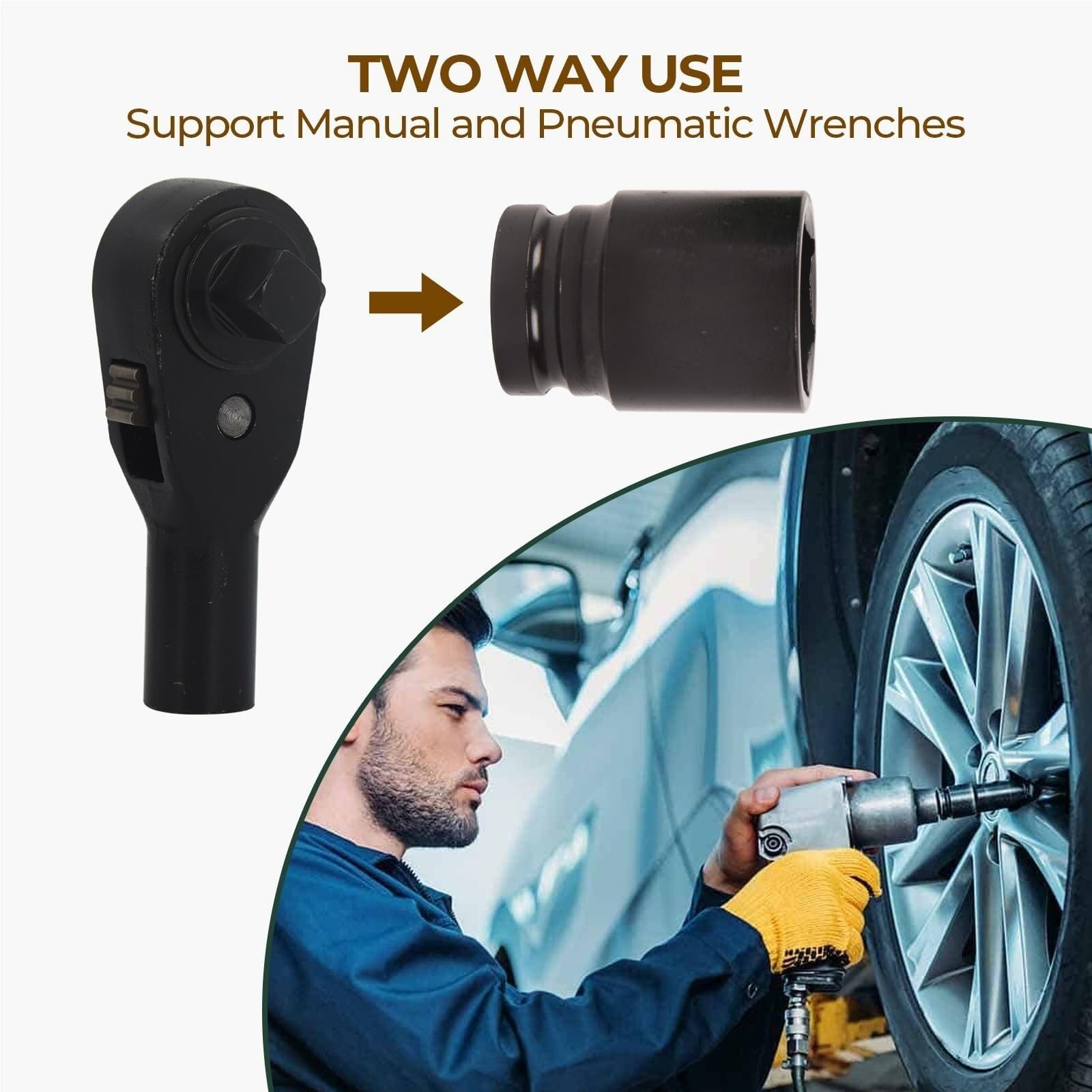 Set di Chiavi A Bussola Set di Bussole A Impatto Metriche da 26 Pezzi A 6 Punte, Include Chiave A Cricchetto E Custodia Utensili A Mano