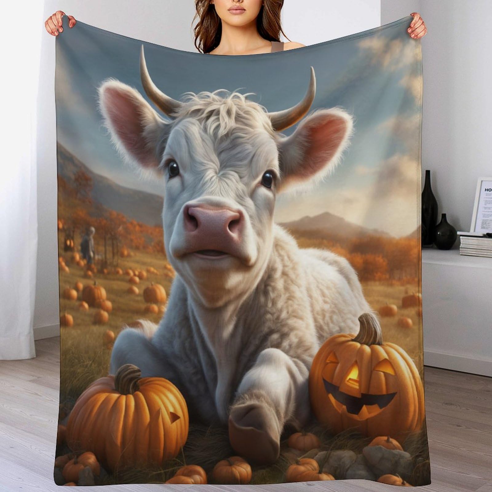 Couverture polaire flannel anti-froid lit 150x200 vache