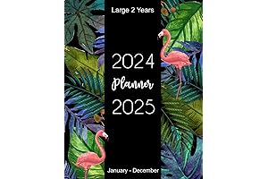 24-Month Pink Flamingos and Lush Leaves Wall Calendar Planner