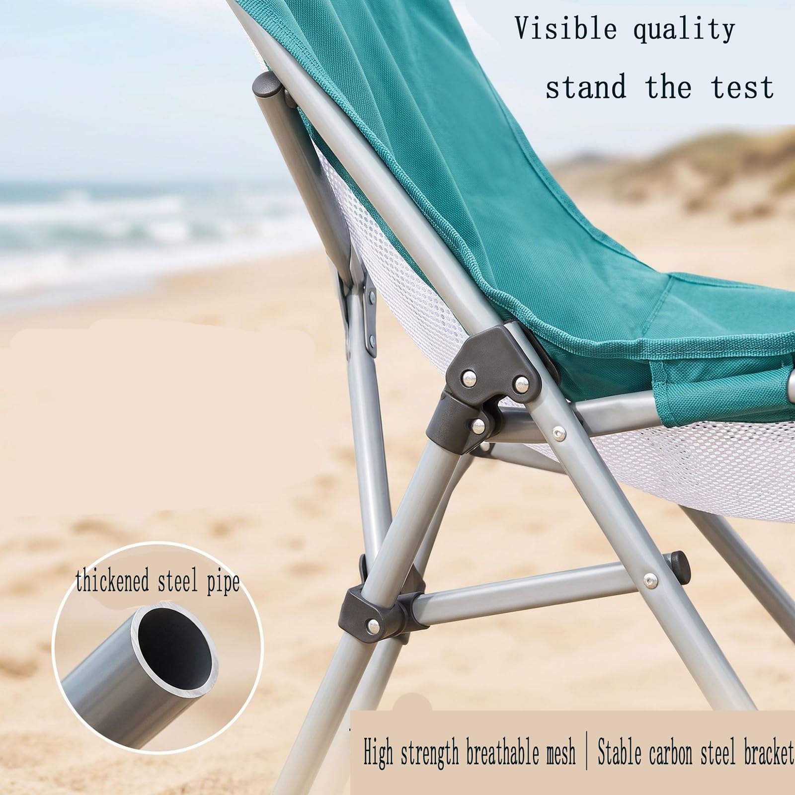 Chaise de Camping Pliable Surdimensionnée Portable avec Porte Gobelets et Accoudoirs Cadre Stable pour Extérieur Intérieur Camping Pêche Couleur Noir Gris D