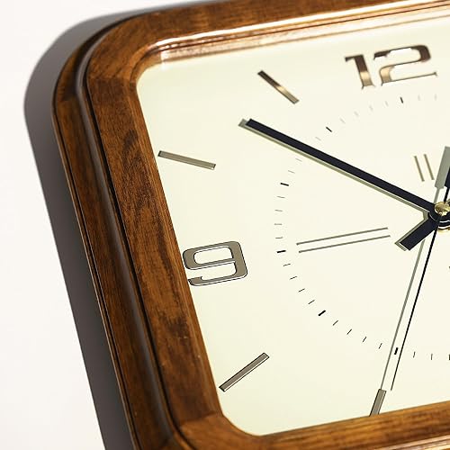 Miniatura 5 de Reloj de pared rectangular de madera, 12.8 pulgadas de ancho x 11.6 pulgadas de alto (16 pulgadas en diagonal) marco de madera de olmo vintage,