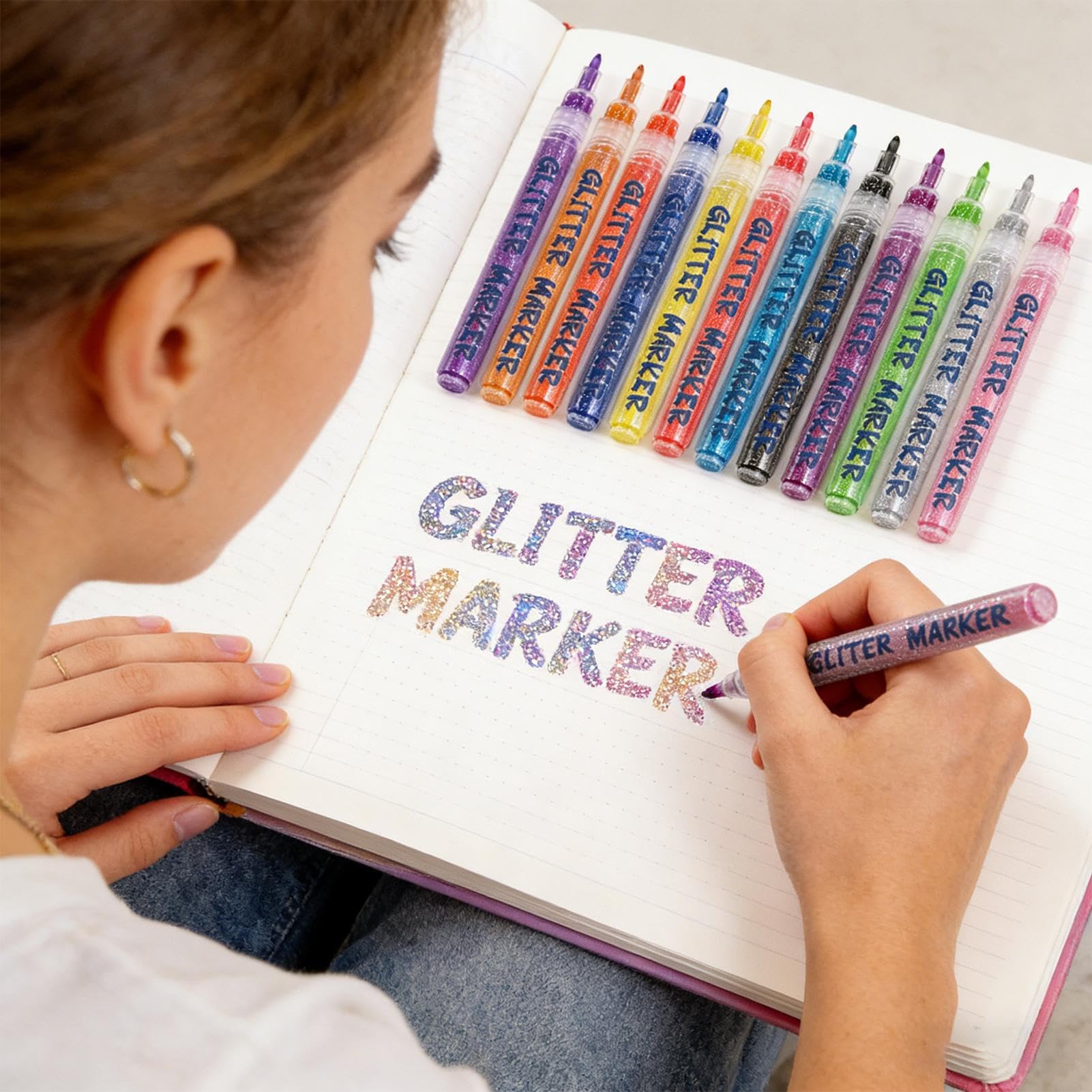 Pennarelli glitterati, ad asciugatura rapida, per pittura fai da te, per bambini, adulti, studenti, artisti, insegnanti, hobbisti, casa, ufficio, scuola, scrapbooking, biglietti di auguri