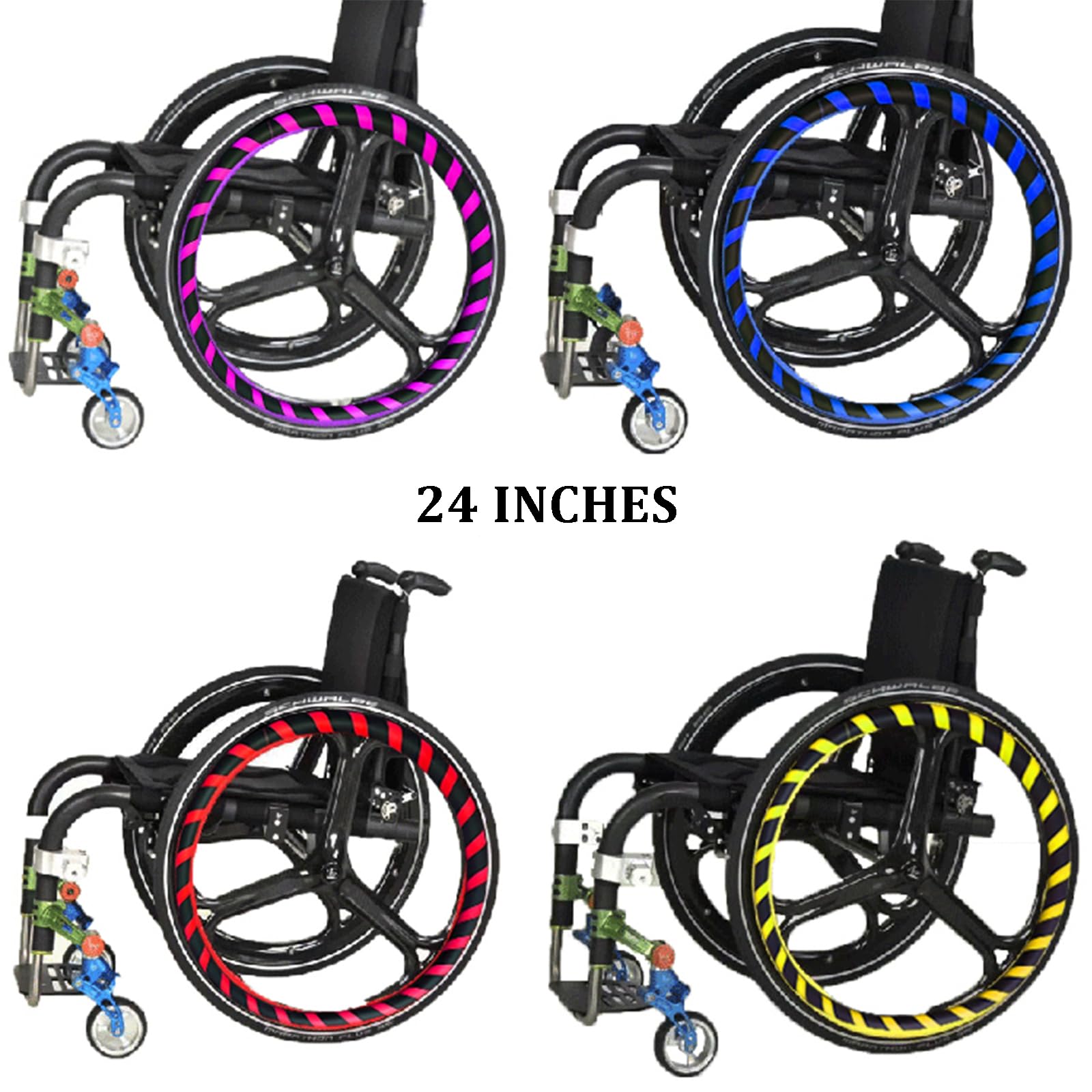E, 24 Zoll, 24-Zoll-Silikon-Schutzhülle für den Schiebering des Rollstuhls, rutschfeste und verschleißfeste Schieberandabdeckungen für das Hinterrad des Rollstuhls, zur Verbesserung von Griff und Tra
