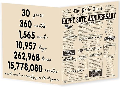 YiKaLus Gran tarjeta de aniversario de matrimonio número 30 para marido y esposa, regalos únicos de boda de Aday para padres, decoraciones de