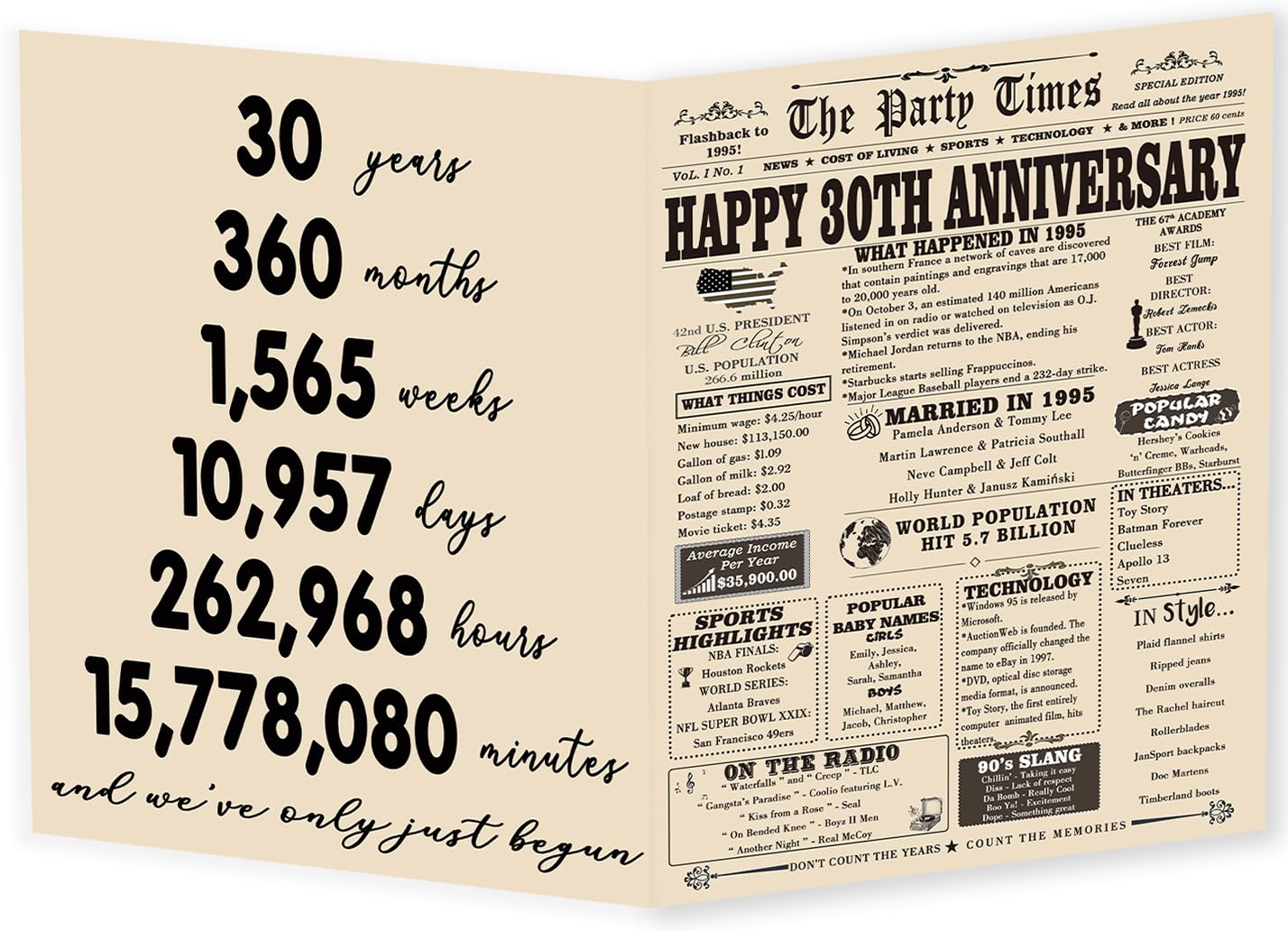 YiKaLus Big 30th Marriage Anniversary Card for Husband Wife, Unique Pearl Wedding Aday Gifts for Parents, 30 Year Anniversary Decorations