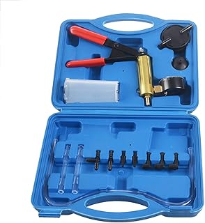 Kit de purga de frenos 2 en 1 para coche, con carcasa protegida por esponja, adaptadores, freno y de purga de embrague, color dorado y azul