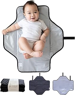 Lily Miles Baby Changing Pad Portable, Diaper Changing Mat with Magnetic Latches, Waterproof Travel Pad for Diaper Bag, Newborn Essentials, Gift for Baby Shower and Registry (Black Twill, Large)