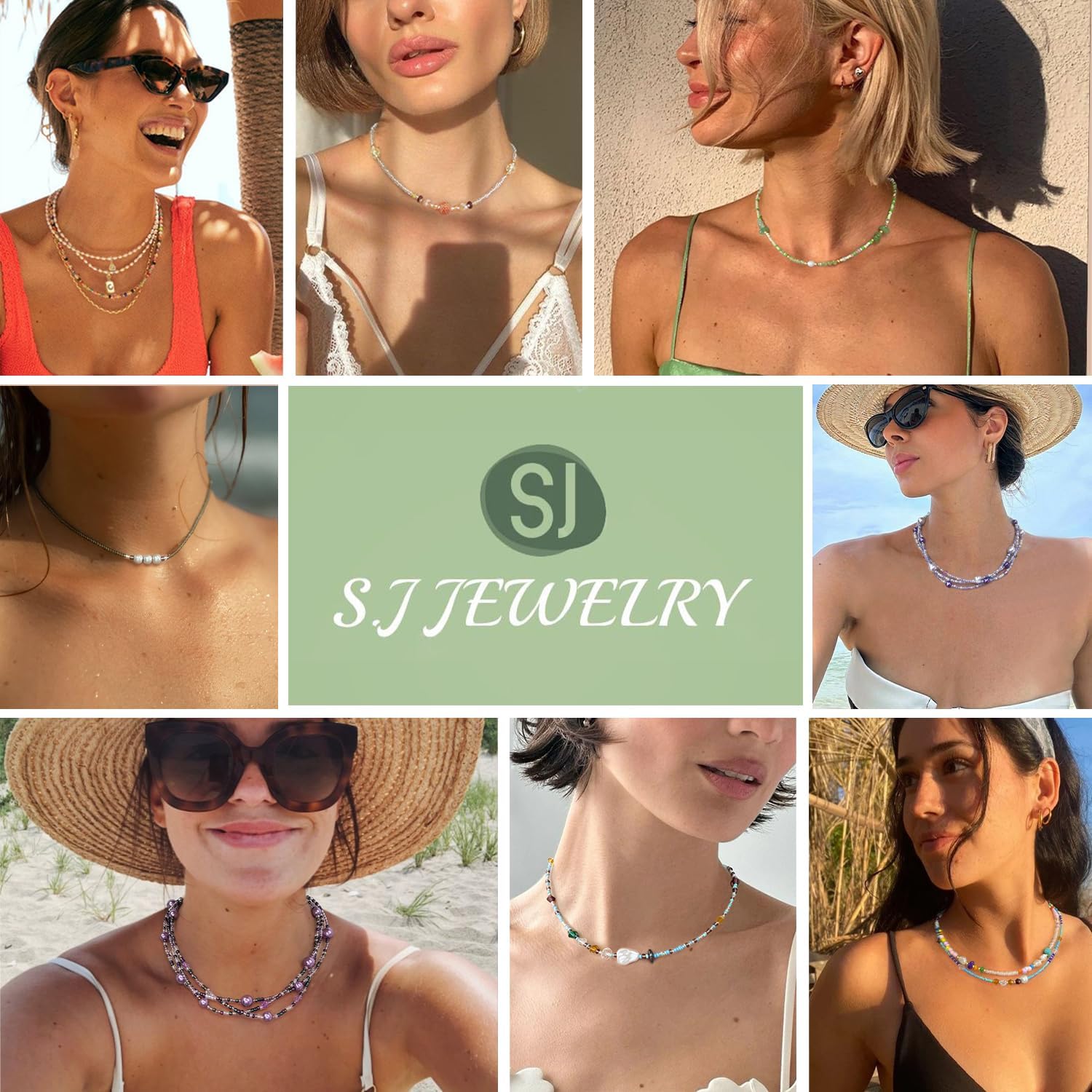 S.J JEWELRY Beaded Necklaces for Women Colorful Seed Bead Necklace Boho Necklaces for Women Beach Necklaces Summer Necklace Choker for Women Stainless Steel 18K Gold Plated - Image 8
