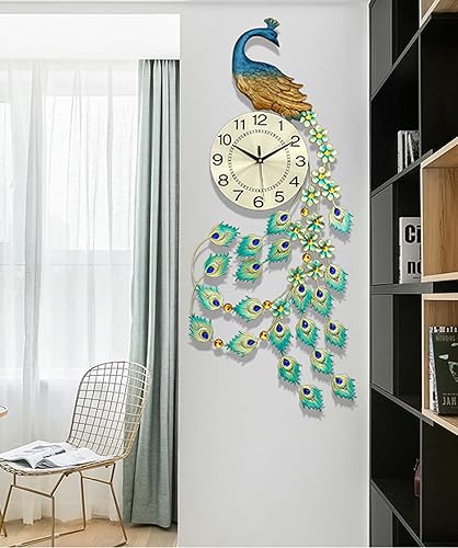 Miniatura 8 de Relojes de pared para decoración de sala de estar, reloj de pared dorado silencioso con pilas, sin tictac, para dormitorio, cocina, 37.8 pulgadas,
