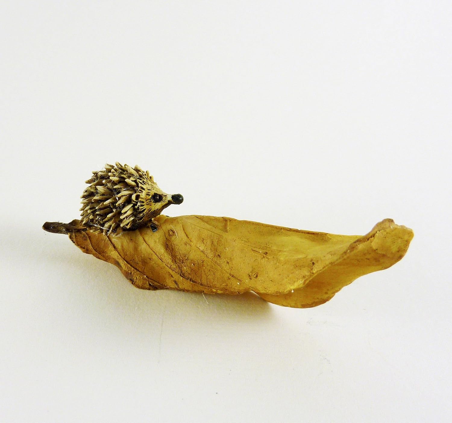 Hedgehog on Brown Leaf Miniature Fairy Garden Accessory #16664