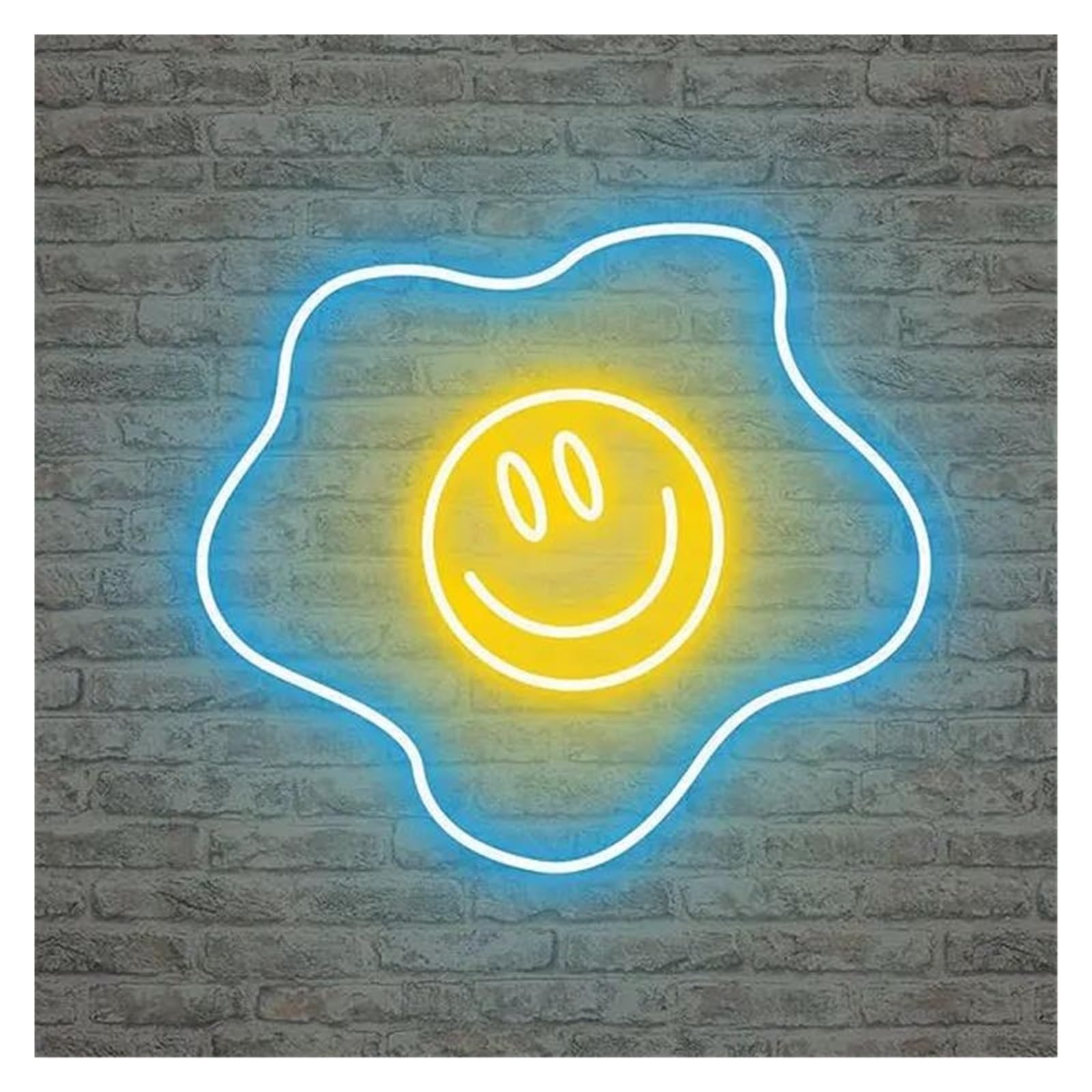 Lemst A Signs Lamp Fried Egg Neon Sign Cute Smile Light Usb Powered For Kitchen Living Room Restaurant Dining Room Bedroom Wall Rt Hanging Decor 40Cmx38cm(A)