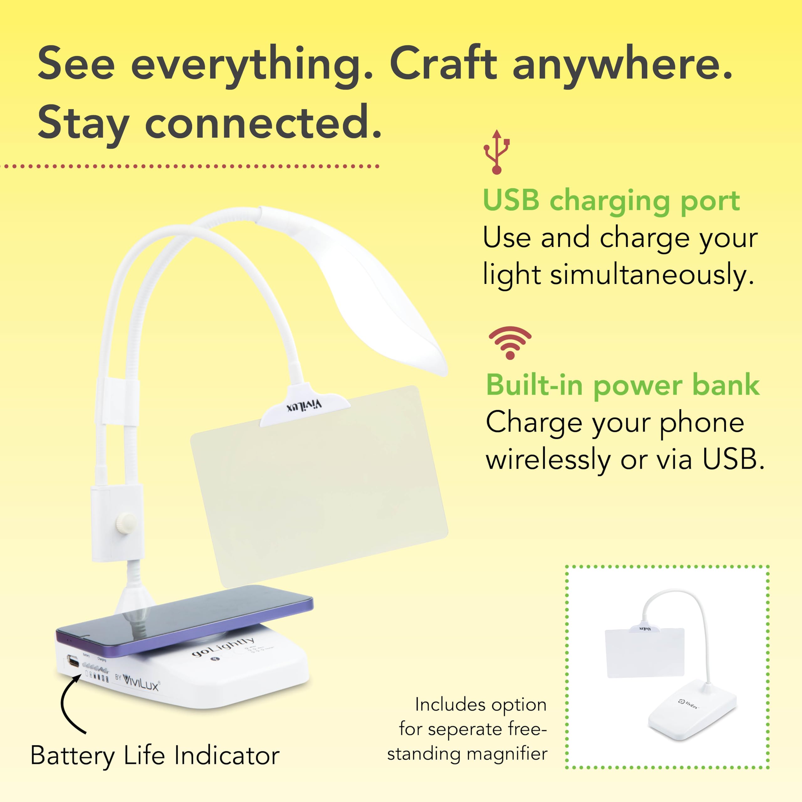 Amazon.com: goLightly by ViviLux LED Craft Lamp with 3X Magnifier