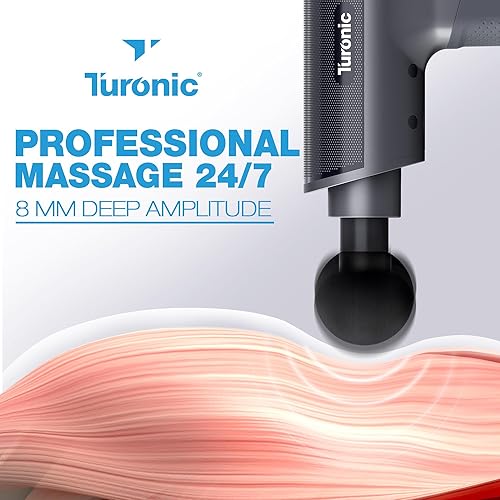 Miniatura 3 de Turonic Pistola de masaje profesional de mano – Masajeador de percusión de tejido profundo, 20 velocidades, 7 cabezas, silenciosa, potente