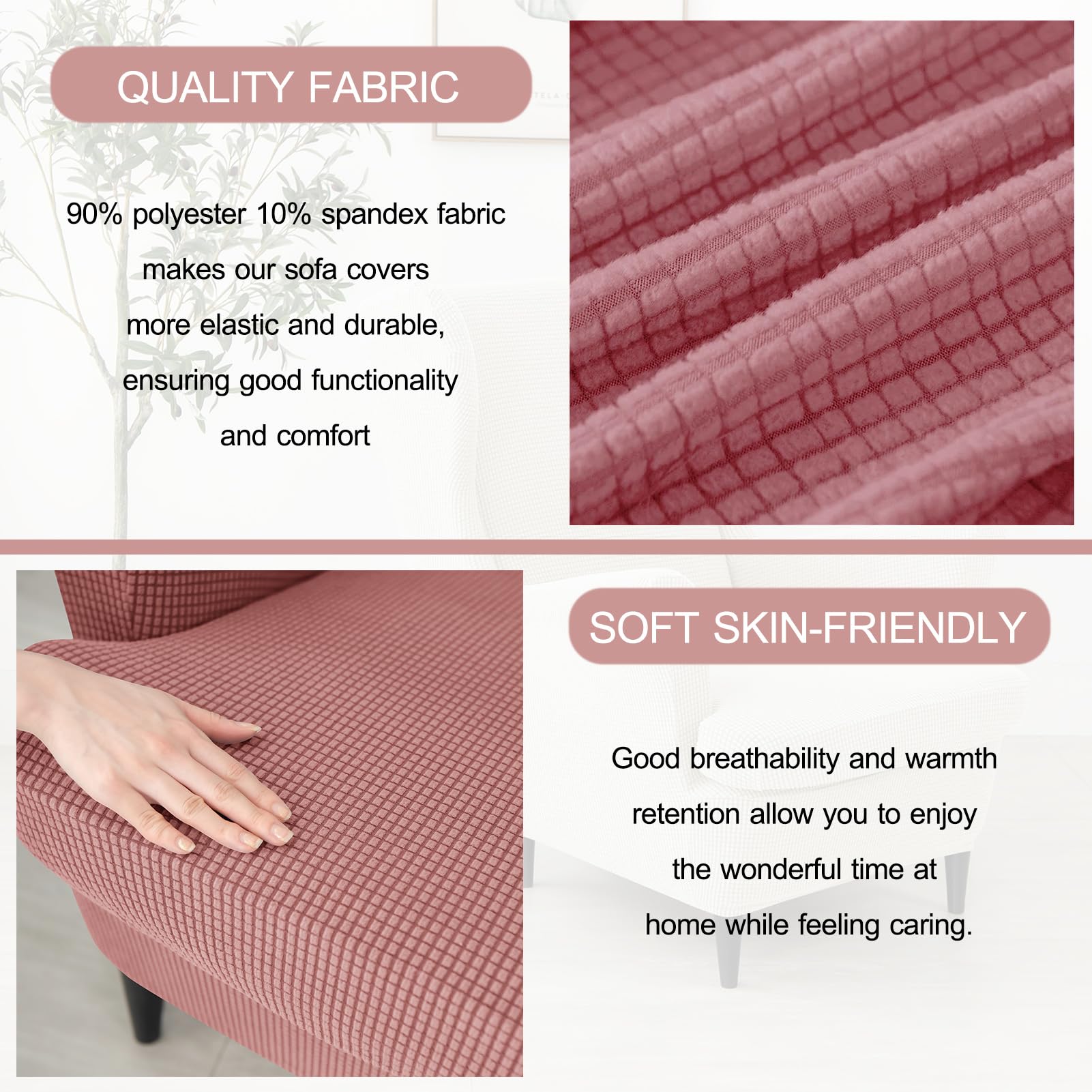 Ohrensessel Überzug, Sessel-Überwürfe, Ohrensessel Schonbezüge Bezug, Sessel Sitzbezug für Wohnzimmer Schutz, Sesselbezug (Rosa)