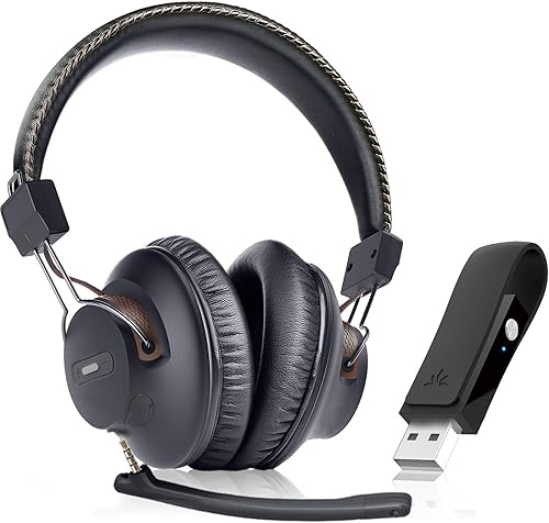 Avantree DG59M - Auriculares Bluetooth con micrófono para PS5 y PS4, auriculares inalámbricos con adaptador USB para PC, laptop, computadora, juegos