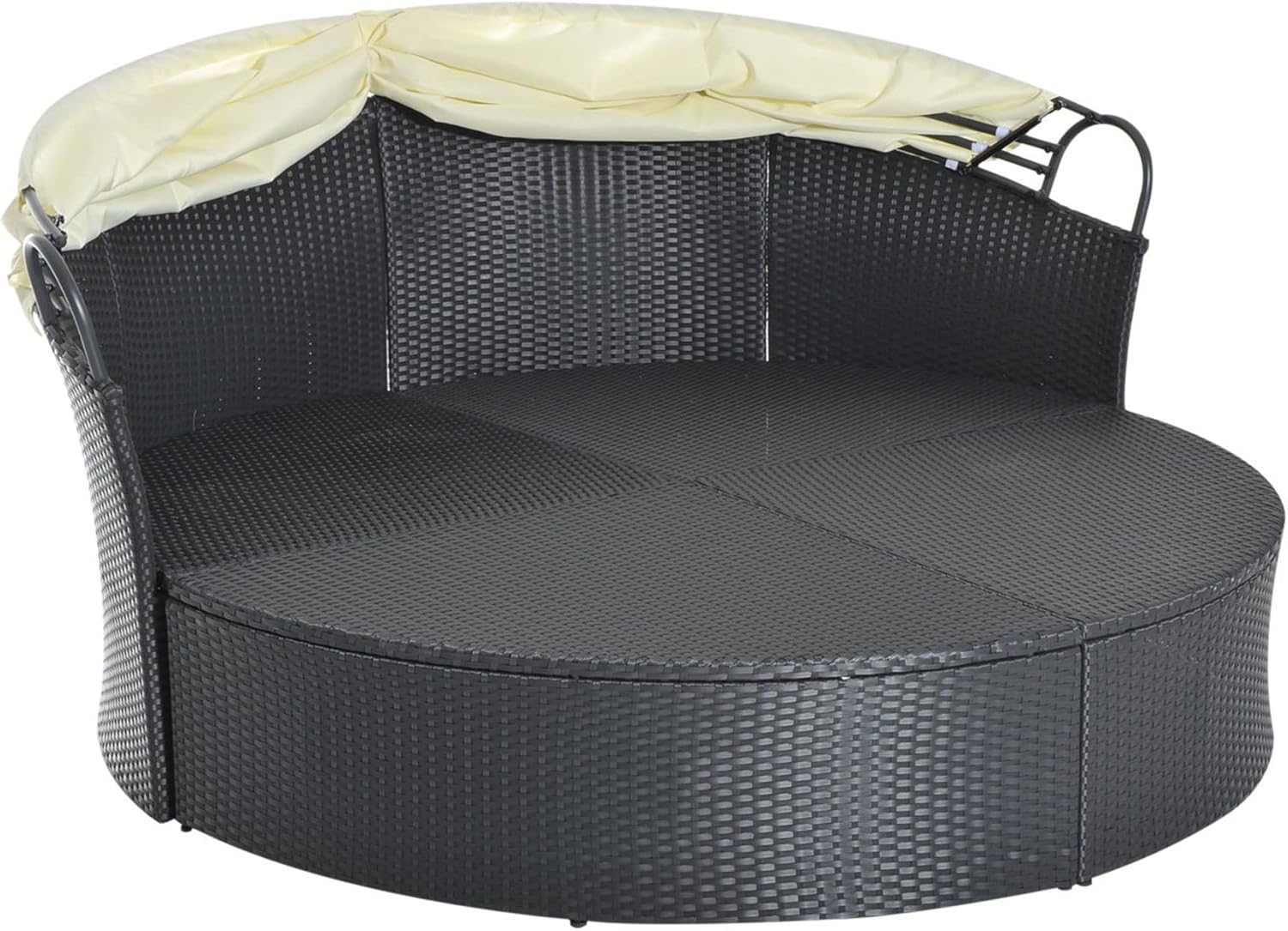 Outsunny Polyrattan Sun Island frame without cushions, showing the black rattan weave and metal structure.