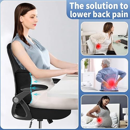 Miniatura 4 de Glyzia Almohada de apoyo lumbar para silla de oficina, almohada de apoyo de espalda de pana para aliviar el dolor de espalda baja, cojín lumbar