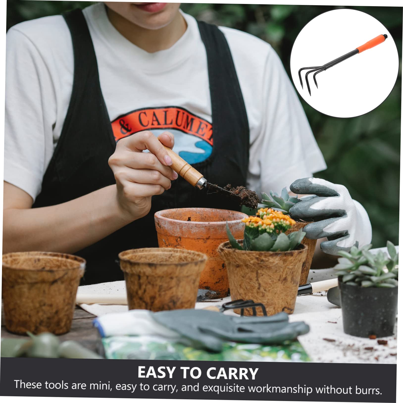 OFFSCH Portable Planting Tool Three Pronged Garden Tool for Succulent Cactus and Bonsai Care for Indoor Planting Transplanting and Weeding Tasks