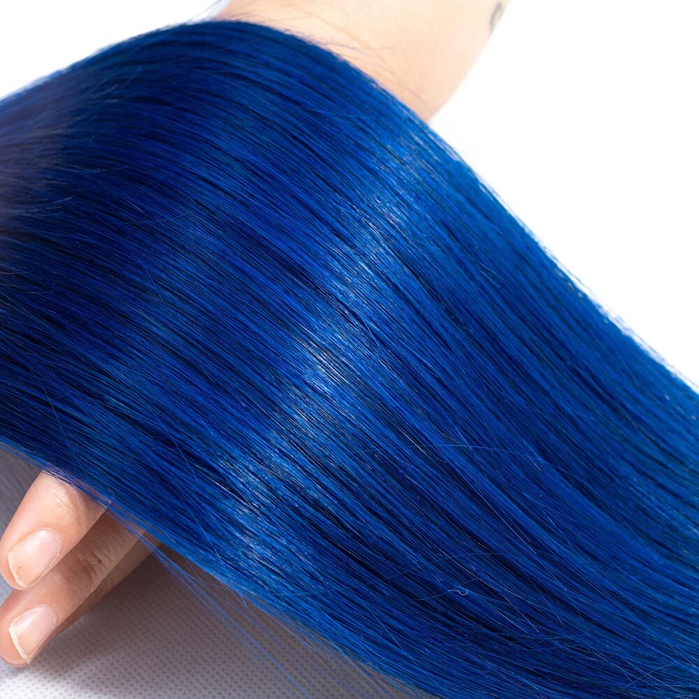 Amazon.com : 1B/Blue Bundles Human Hair Ombre Straight  display picture 1