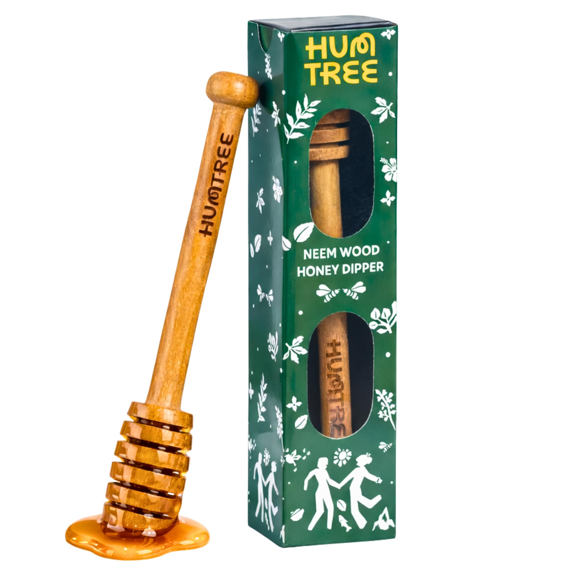HUMTREE - Neem Wood Honey Spoon, Dipper 6 Inch | Neem Dipper Stick - Retains Purity, Freshness | Non-Reactive Material, No Chemical Leaching | Food-Safe Grade Wooden Spoon, Naturally Antibacterial | Perfect for serving Honey, Tea, Cooking-image-1