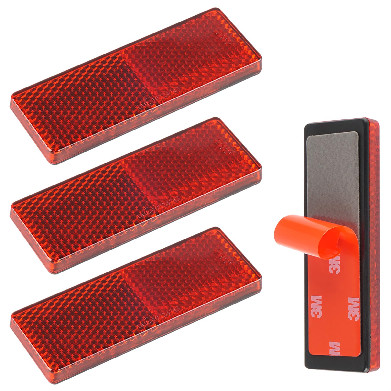 evermotor Catadioptre Moto Œil-de-Chat, 4 Pièces, Homologué E | 85×30×8mm, Homologué E4, Adhésif, Rouge, Vélo, Scooter, Quad