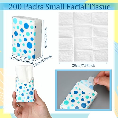 Miniatura 5 de Honoson Paquete de 200 pañuelos de viaje a granel, 2000 hojas de bolsillo pequeño, pañuelos individuales a granel, paquetes de pañuelos pequeños de