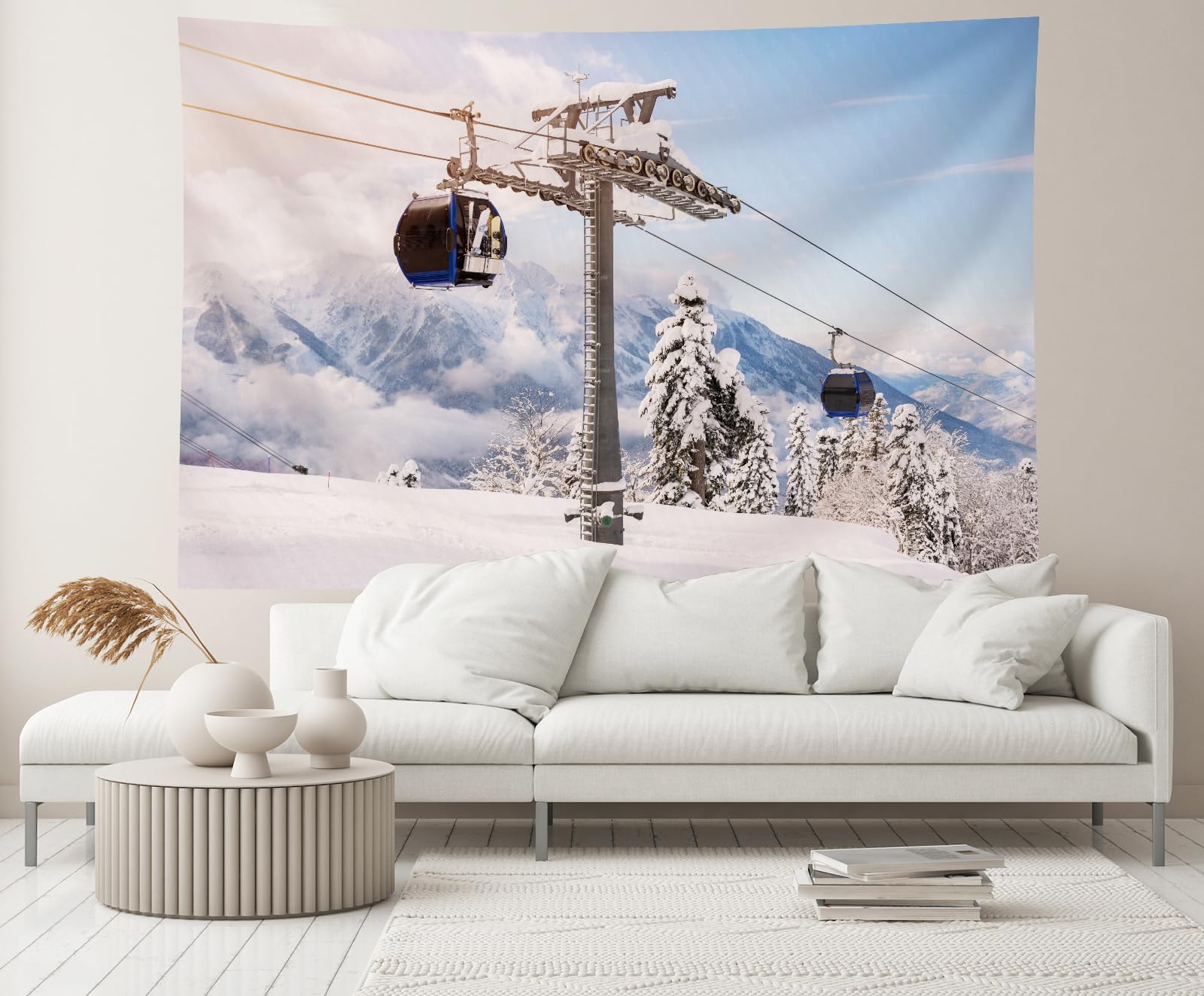 7x5ft Winter Snow Mountain Backdrop Ski Resort Alps