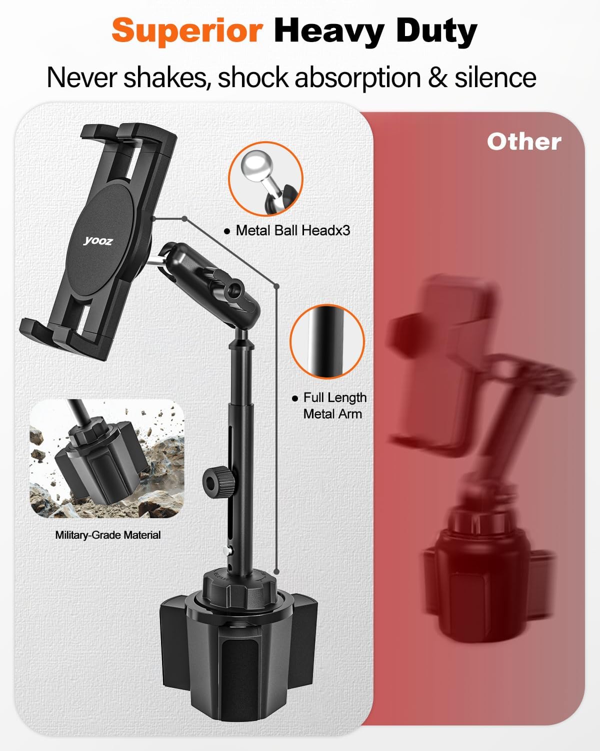 Cup Holder Tablet Mount for Car [Metal Arm Telescopic Design] Truck Caravan Cupholder iPad Mount with Adjustable Long Arm for iPad Pro Air Mini, Galaxy Tab, Kindle, Fire, 4-13" Phones & Tablets