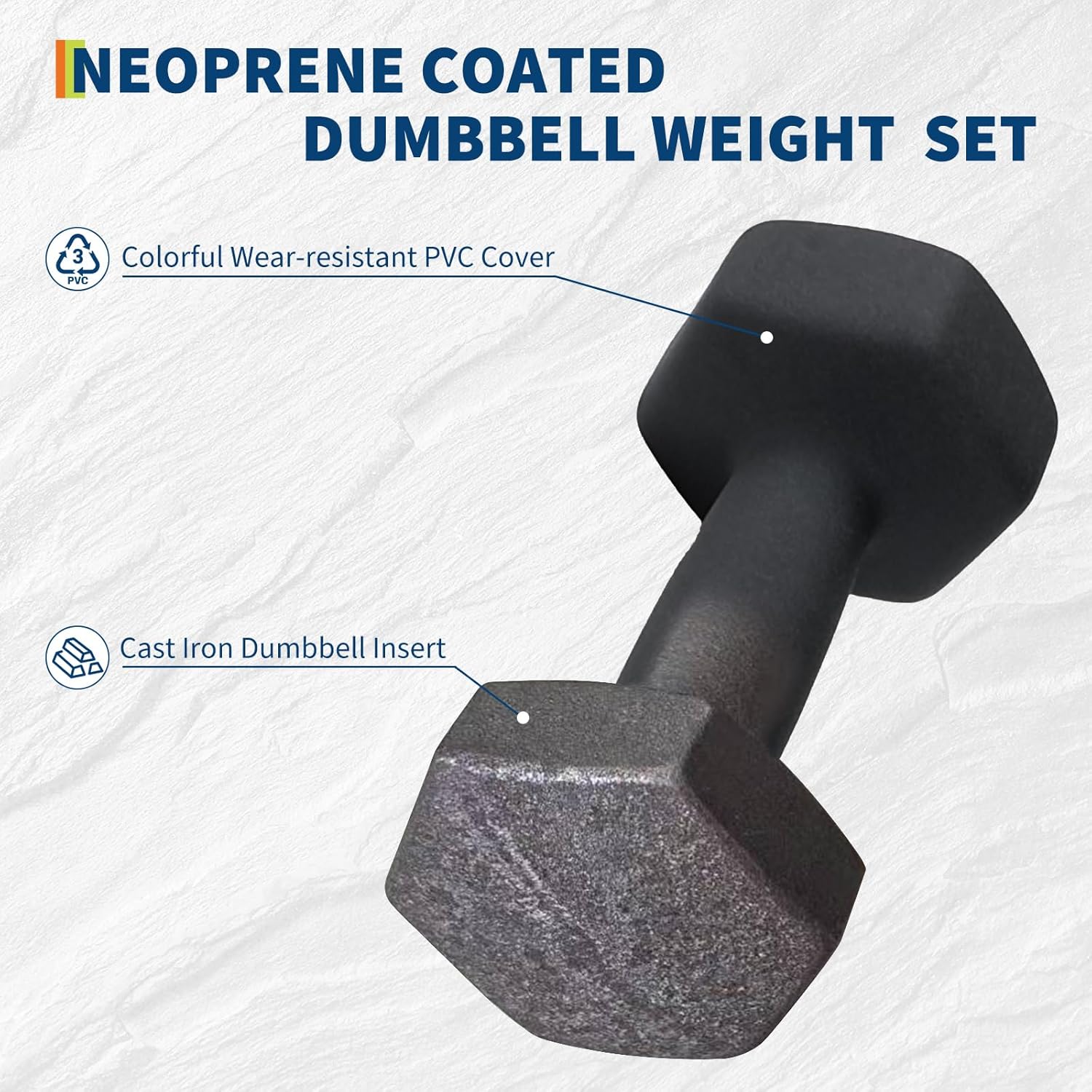 Dumbbell Weights Set for Home Gym, Colorful Neoprene Dumbbell Hand Weights with Storage Case/Rack