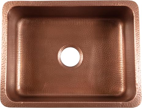 Sinkology Orwell 23-Inch Handcrafted Copper Undermount Kitchen Sink - Single Bowl Deep Sink with Sound Dampening, Complete Kit with Bottom Grid, Dual Drains and CareIQ, Fits 26-Inch Cabinet