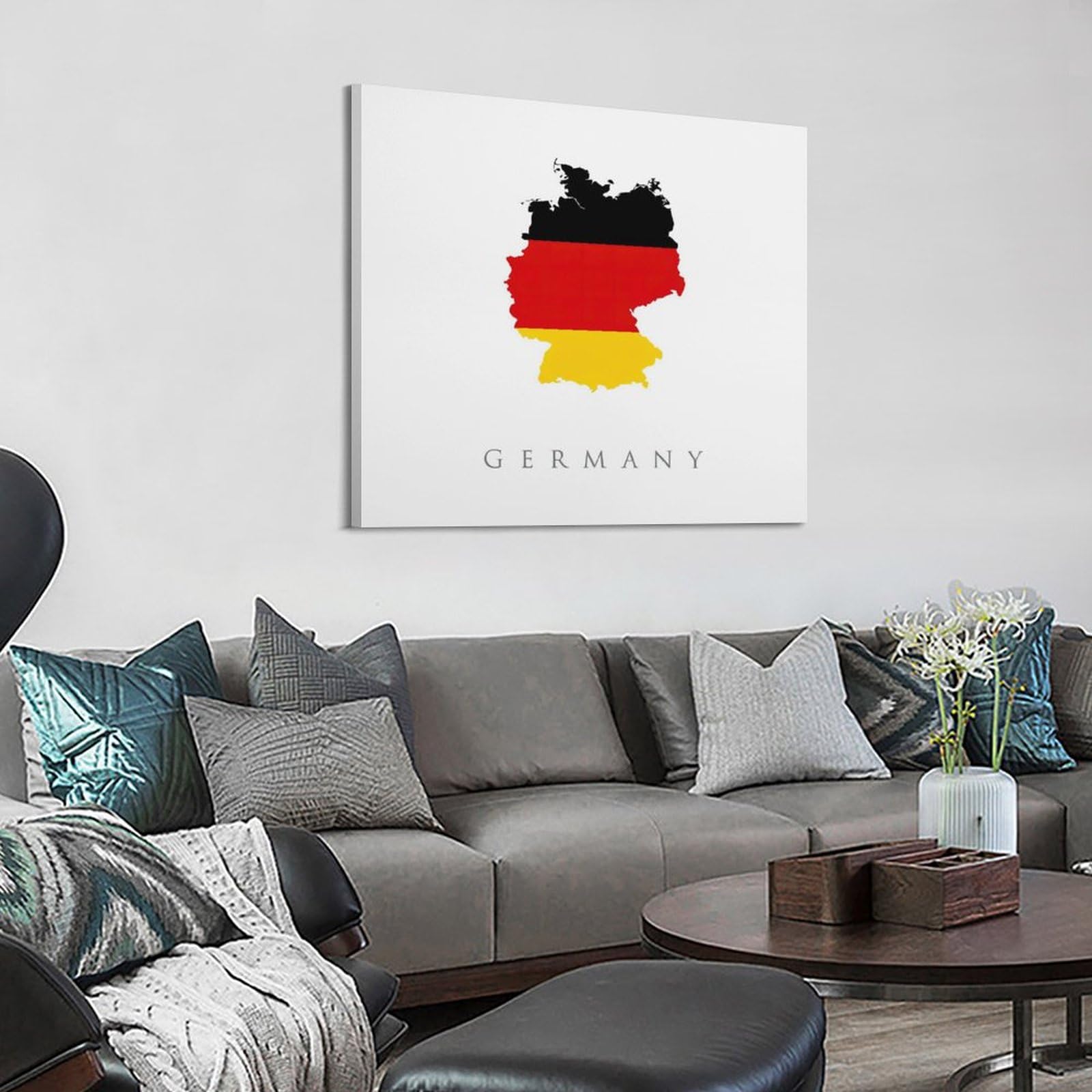 Poster de carte de voyage d'Europe et d'Allemagne - Impression sur toile - Décoration murale moderne pour chambre à coucher - 60 x 60 cm