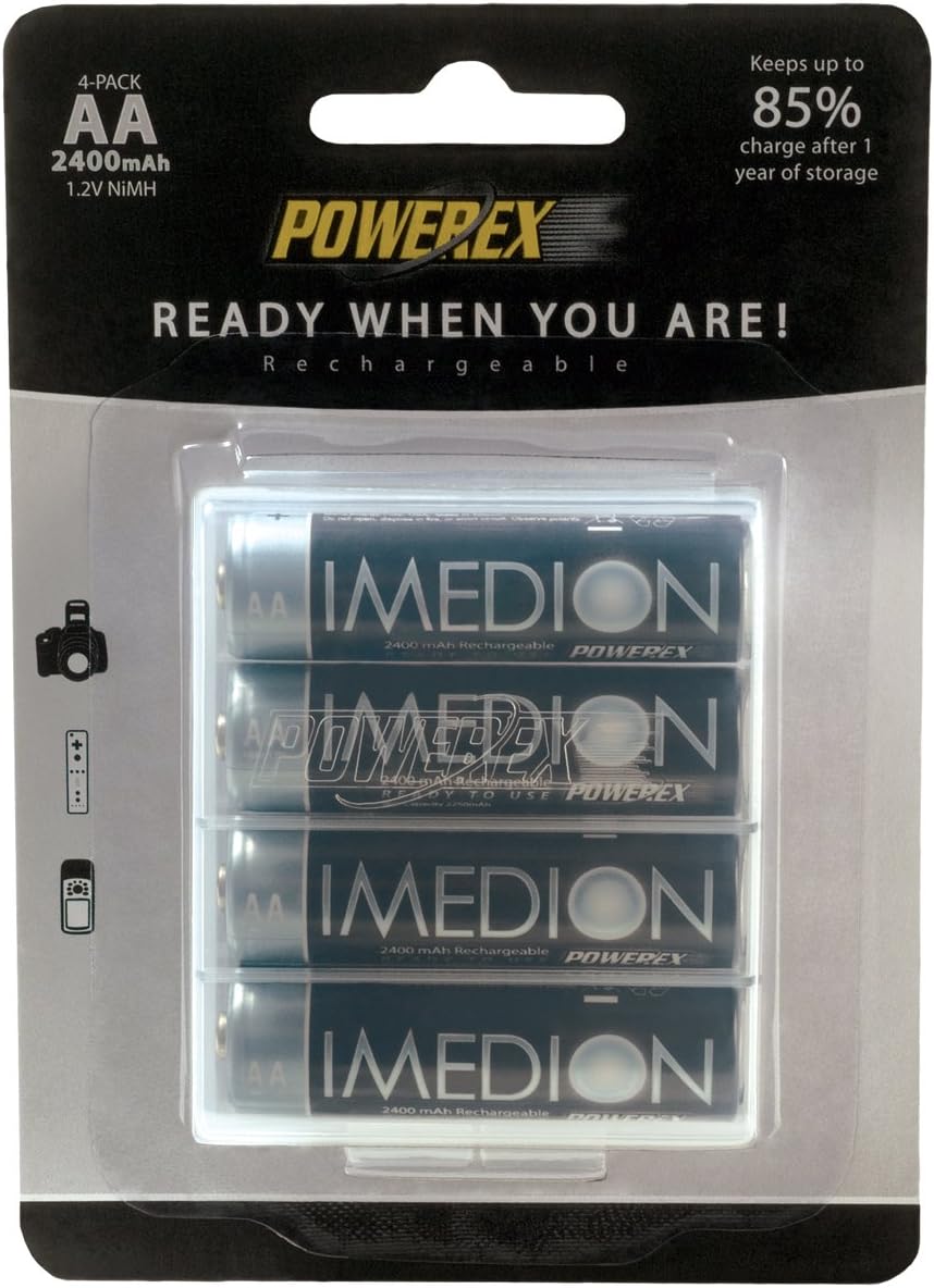 Powerex MHRAAI4 Imedion AA 2400mAh 4-Pack Rechargeable Batteries