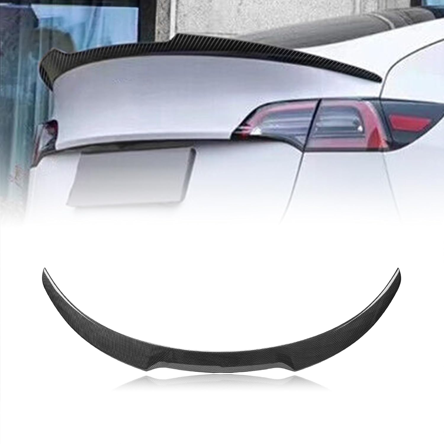 Trunk Spoiler Wing Compatible with 2020-2024 Tesla Model Y Spoiler (TB Type), Carbon Fiber Hydro-Dipping