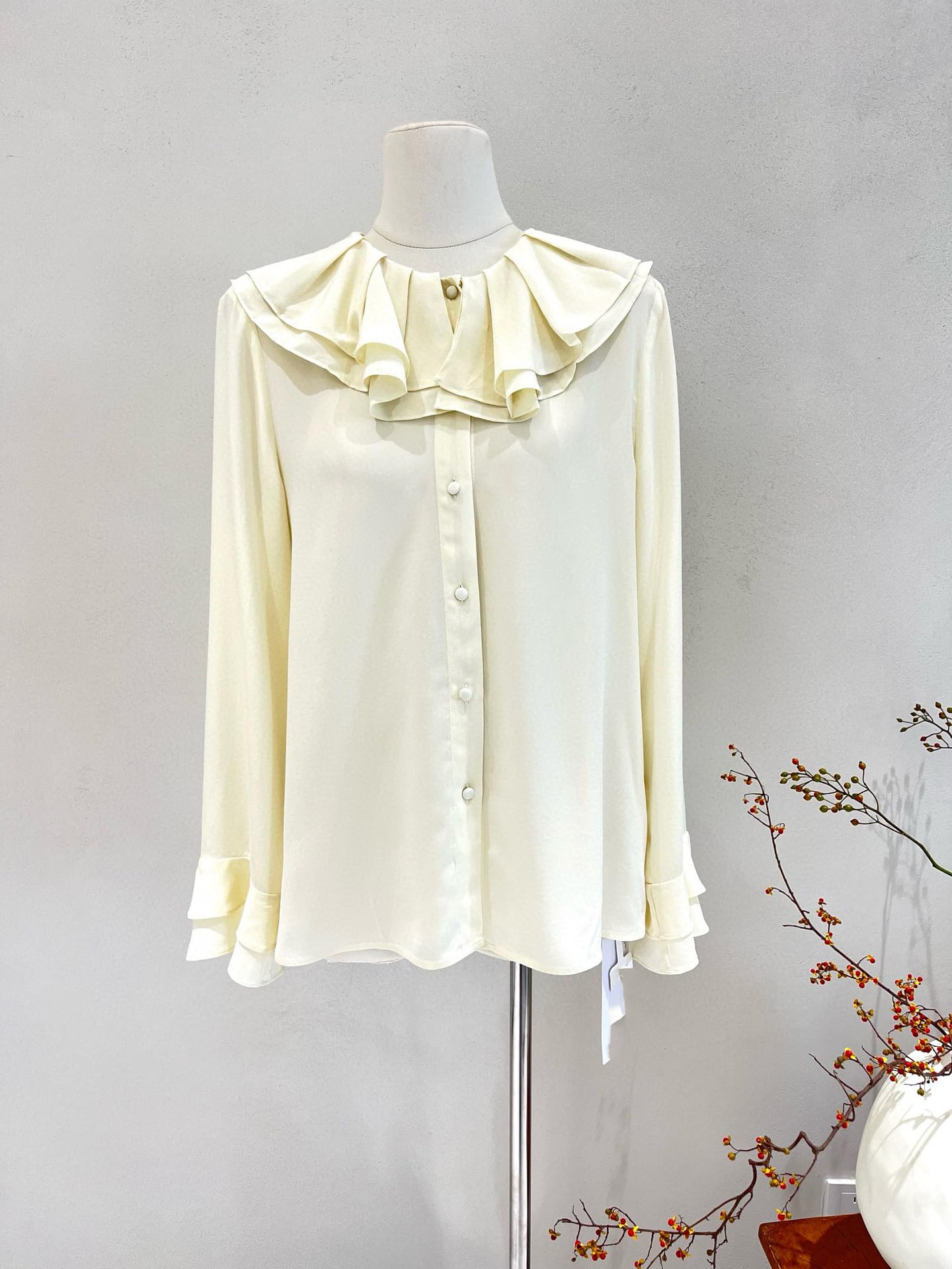 Camisa Blanca de Seda Francesa Lavada a la Piedra para Mujer