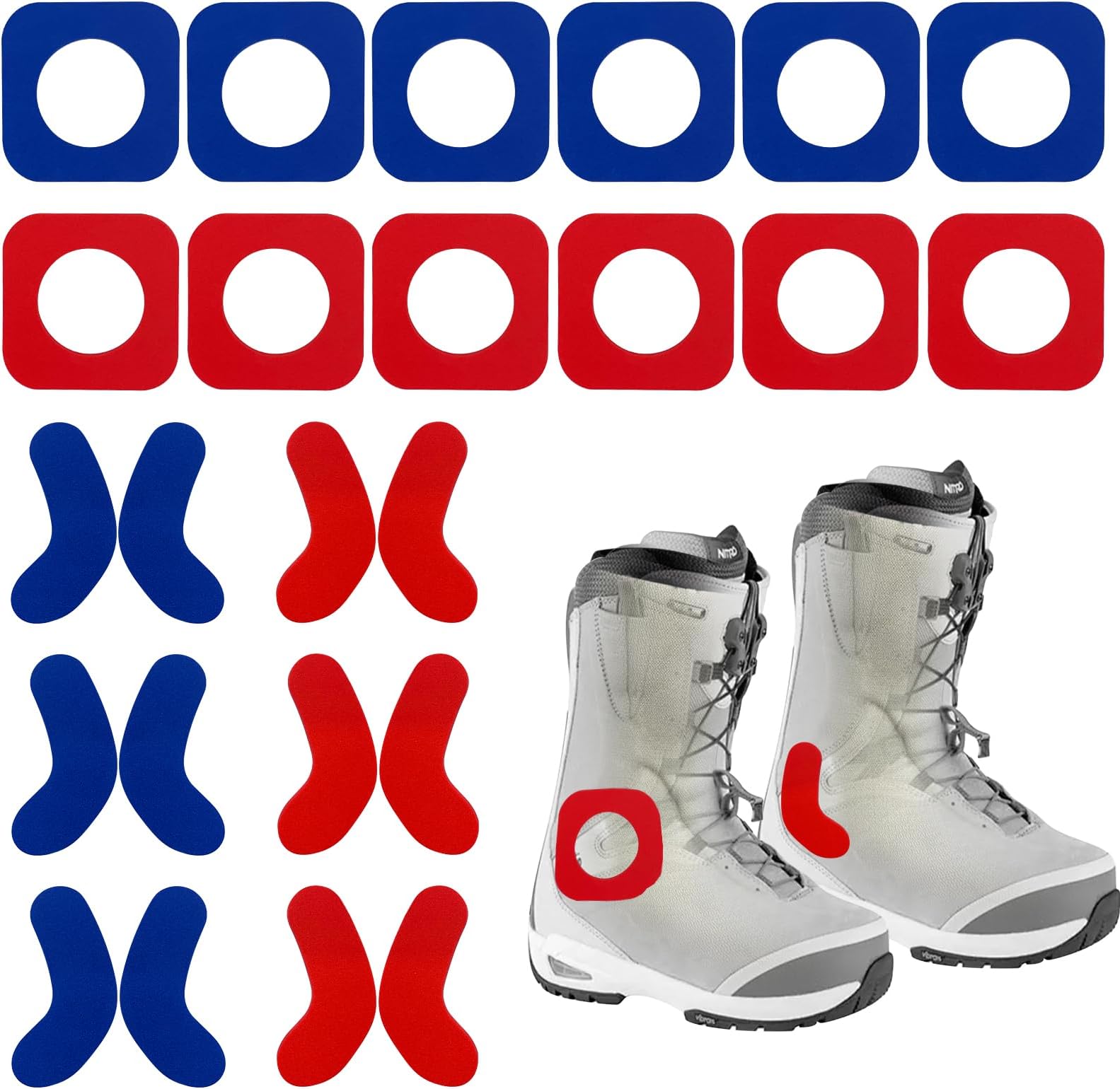 Self-Adhesive J-Bar Boot Fitting Pads & Ski Boot Fitting Foam Ankle Wrap Pads Ski Boot Inserts Protector For Relieve Ankle Pressure Heel Lift Blisters (6 J-Bar Boot Fitting Pads+6 Ankle Wrap Pads)