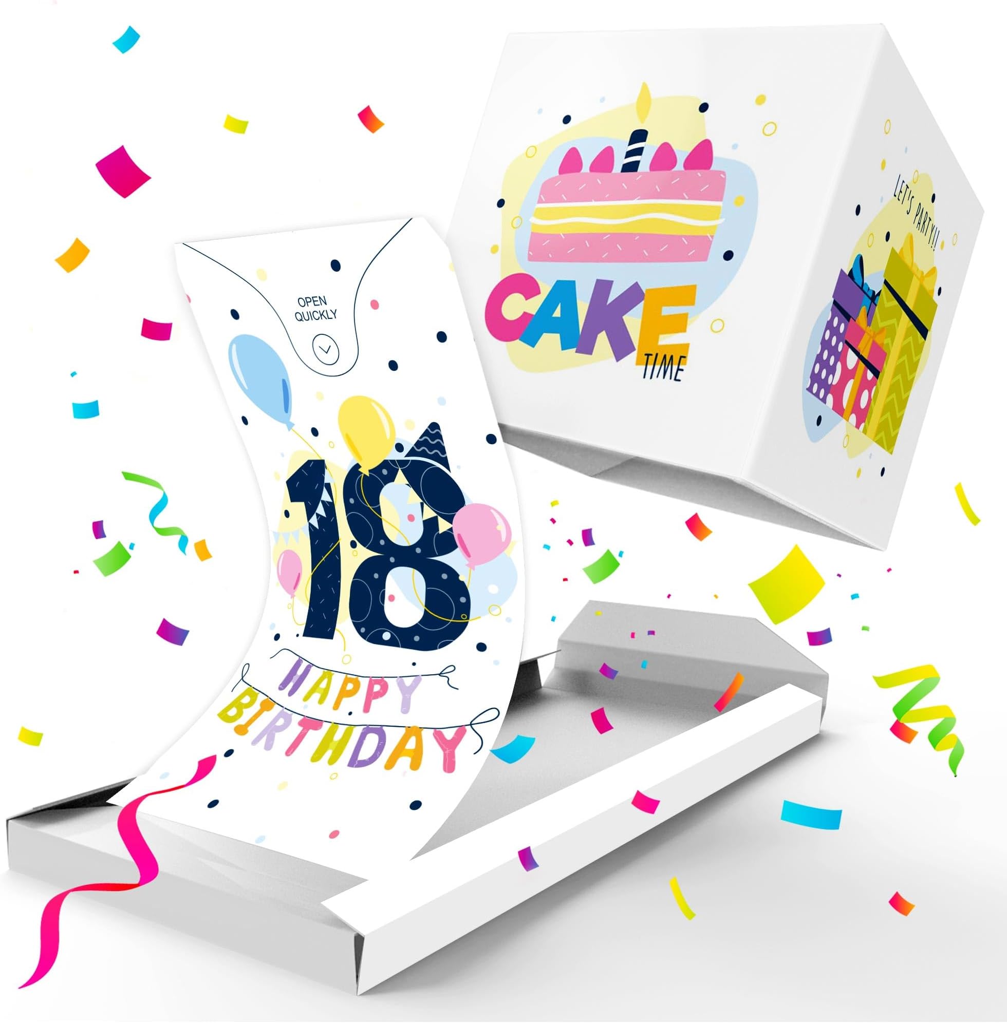 Notta&Belle FEEL LOVE EVERY MINUTE «BOOM» 18th Birthday Card – Exploding Confetti, Funny Surprise Gift, Pop-Up Prank for Him or Her