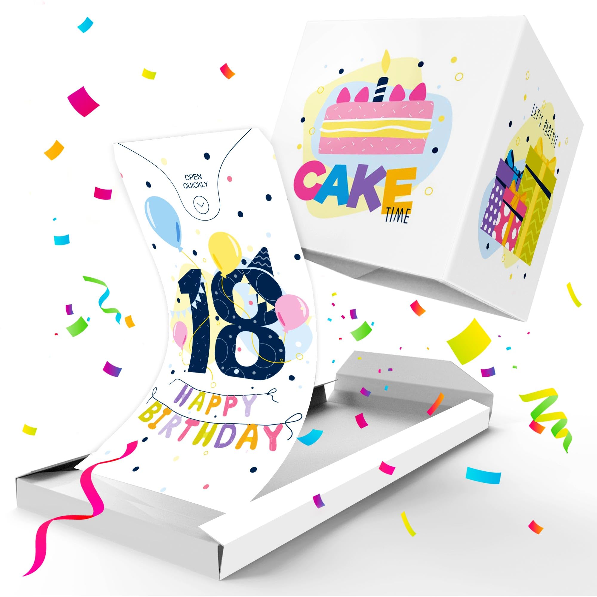 Notta&Belle FEEL LOVE EVERY MINUTE «BOOM» 18th Birthday Card – Exploding Confetti, Funny Surprise Gift, Pop-Up Prank for Him or Her