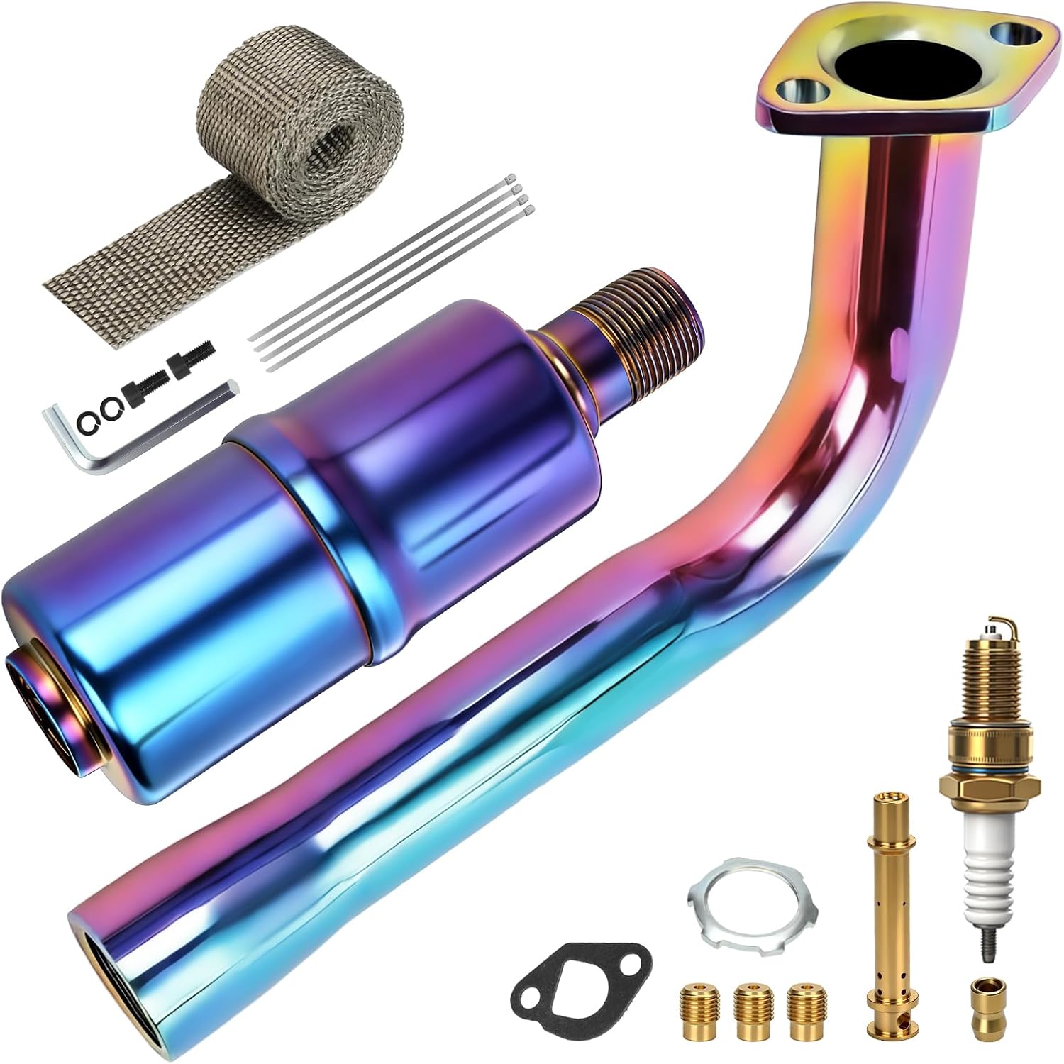 YOXUFA Exhaust Pipe Muffler Replacement for Predator 212 224 196cc GX160 Coleman Mini Bike CT200U CT200U-EX BT200X KT196 Axis M200 Baja Warrior Trailmaster MB200 Minibike Go Kart Performance Parts