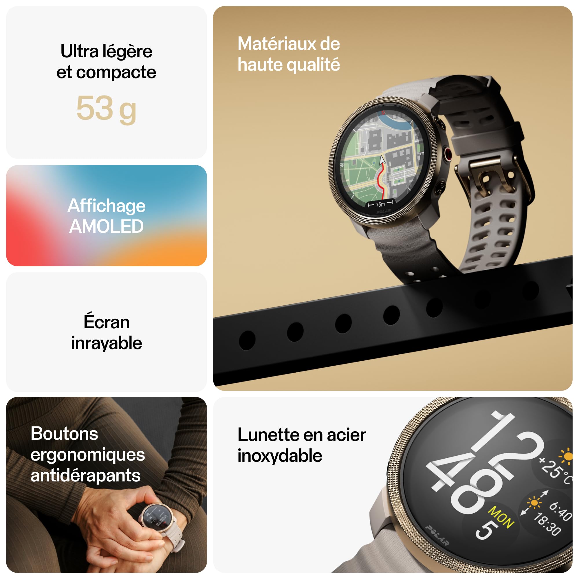 Polar Vantage M3 – Montre de Running avec Écran AMOLED, GPS Double Fréquence, Outil Navigation Ultra Précis, Autonomie Jusqu'à 7 Jours