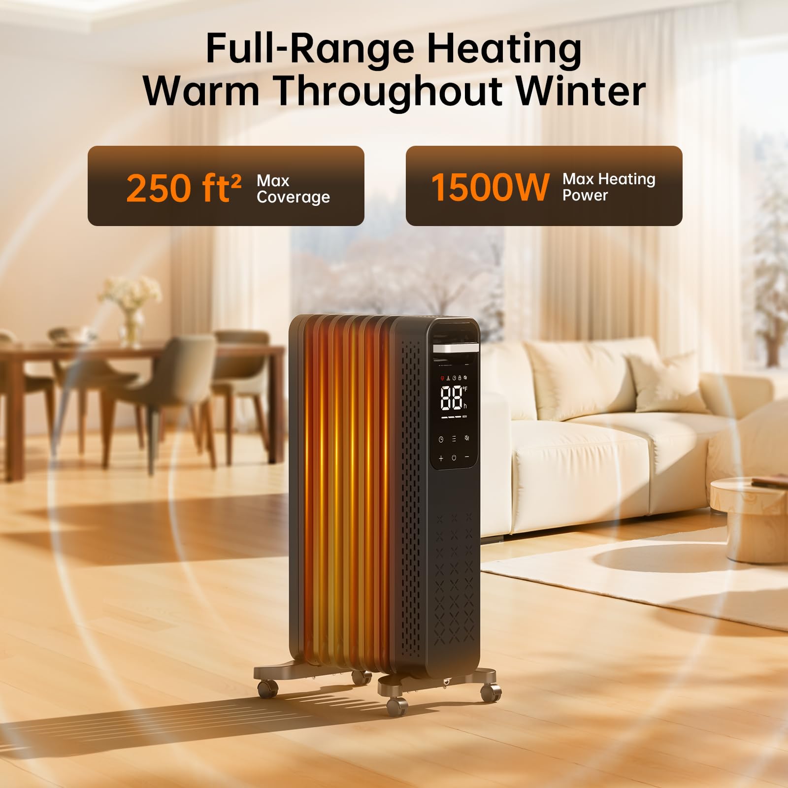 Amazon.com: ZAFRO 1500W Oil Filled Radiator Heater, Energy Saving