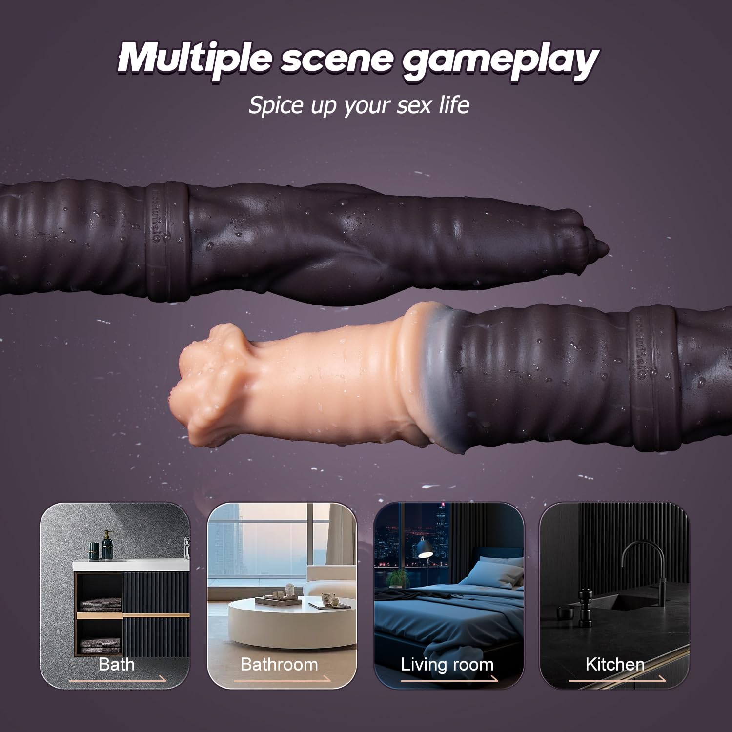 Horse & Wolf Dual-Head Dildo for Women, Realistic Double-Ended Design, Long Silicone Dildos for Men, Animal Double Sided Dildo with Knot, Adult Sex Toys for Couples: D-301