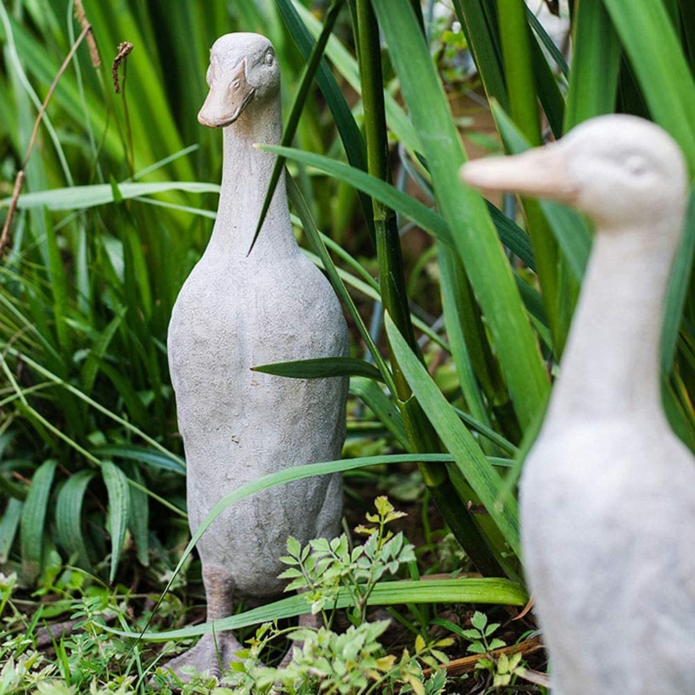 Szara kaczka figurka statuetka ogrodowa podwórko dekoracja na zewnątrz ręcznie robione akcesoria ogrodowe ze zwierzętami (rozmiar: B)