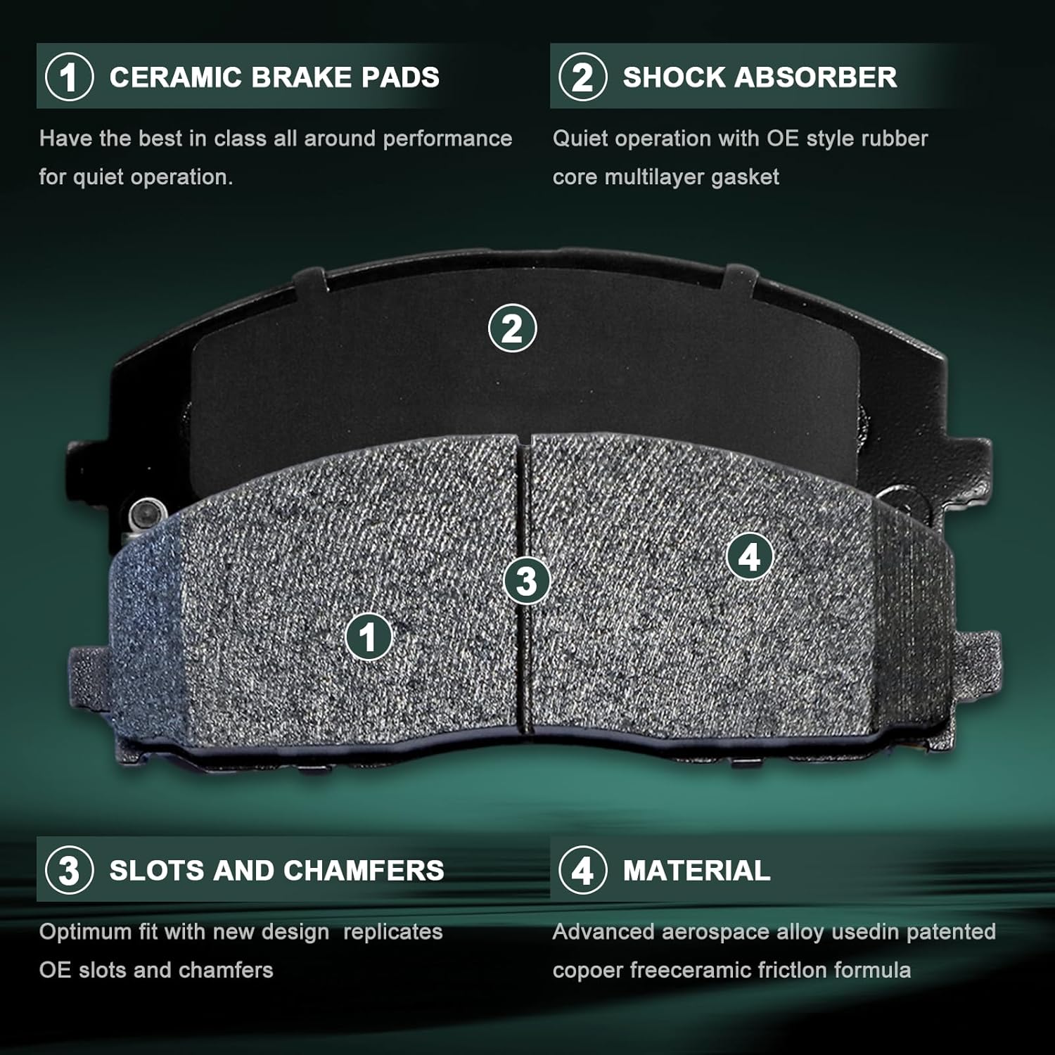 D1589 D1596 Front Rear Ceramic Brake Pads For Chrysler Town and Country 2012-2016,For Dodge Grand Caravan/Dodge Journey 2012-2020,For Ram C/V 2012-2015,For Volkswagen Routan 2012-2014,8PCS